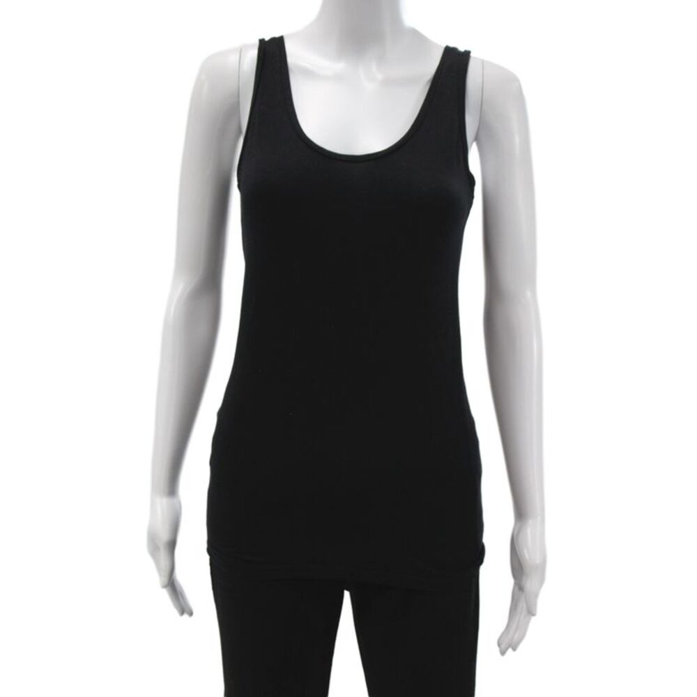 Majestic Filatures Womens Black Scoop Neck Sleeveless Basic Tank Viscose Size 1